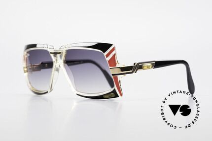 Cazal 869 80er True Vintage Sonnenbrille, Farbbezeichnung 610: schwarz + rot / kristall / gold, Passend für Herren und Damen