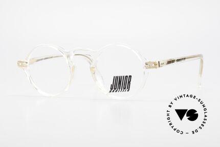 Jean Paul Gaultier 57-0072 90er Vintage Designer Brille, KRISTALLklarer Rahmen mit goldenen Elementen, Passend für Herren und Damen