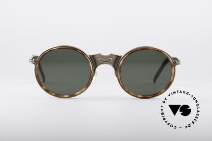 Jean Paul Gaultier 56-3272 Runde 90er Brille, Designerstück mit 'JPG'-Logos auf Brücke & Bügeln, Passend für Herren und Damen Jean Paul Gaultier 56-3272 Runde 90er Brille, Designerstück mit 'JPG'-Logos auf Brücke & Bügeln, Passend für Herren und Damen