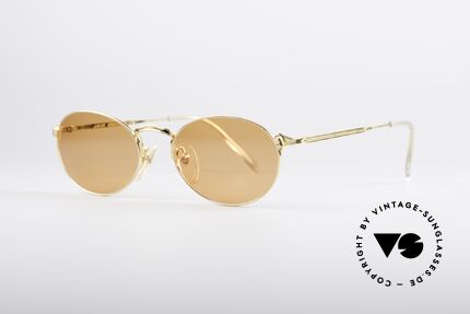 Jean Paul Gaultier 57-2172 Ovale Vintage Brille, gold plattierte Fassung mit Gläsern in tief-orange, Passend für Herren und Damen