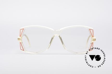 Cazal 172 Kristallklare 80er Brille, kristallklarer Rahmen mit grandiosen Farb-Akzenten, Passend für Damen