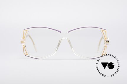 Cazal 172 Kristallklare 80er Brille, kristallklarer Rahmen mit grandiosen Farb-Akzenten, Passend für Damen