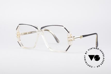 Cazal 169 Vintage Designer Brille, kristallklare Fassung mit anthrazit-metallic Umrandungen, Passend für Damen