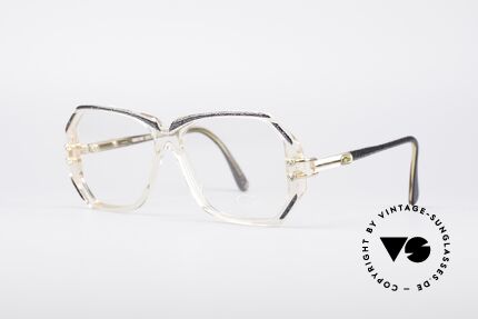 Cazal 169 Kleine Designer Brille, kristallklare Fassung mit anthrazit-metallic Umrandungen, Passend für Damen