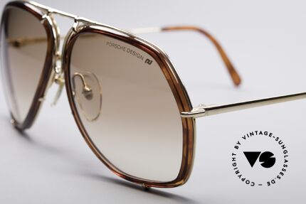 Porsche 5637 80er XL Designerbrille, vergoldeter Rahmen mit edlen Gläsern in braun-Verlauf, Passend für Herren