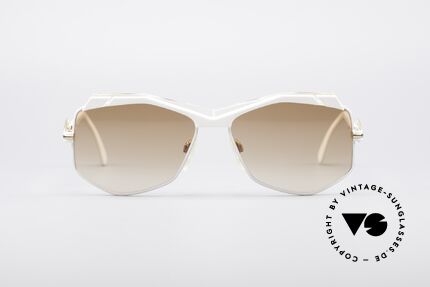 Cazal 230 80er Hip Hop Sonnenbrille, außergewöhnliche, sechseckige Gläserform, Passend für Damen