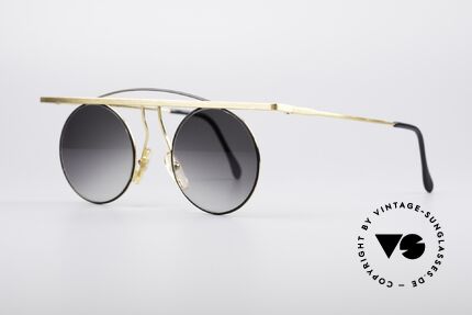Taxi 205 by Casanova Kunst Sonnenbrille 80er Jahre, vergoldeter Rahmen mit schwarzer Glas-Einfassung, Passend für Damen