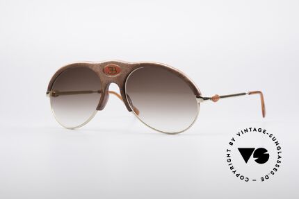 Bugatti 64752 70er Leder Sonnenbrille, Bugatti Designer Luxus-Sonnenbrille aus den 70ern, Passend für Herren