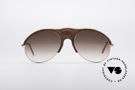 Bugatti 64752 70er Leder Sonnenbrille, sehr sehr seltene Ausführung - mit Leder überzogen, Passend für Herren