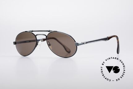 Bugatti 16928 80er Luxus Sonnenbrille, interessanter Oberrand in Form einer alten Blattfeder, Passend für Herren