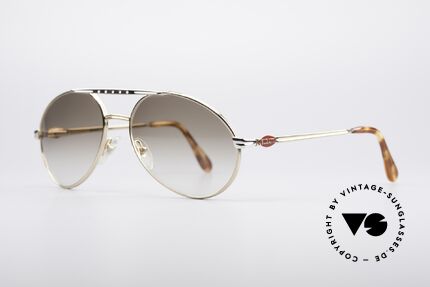 Bugatti 02908 90er Herren Sonnenbrille, edel glänzende Rahmen-Lackierung in gold und silber, Passend für Herren