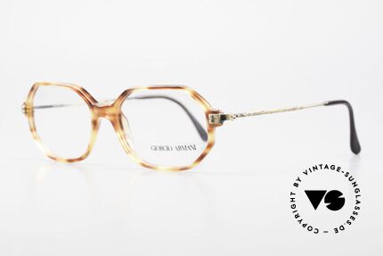 Giorgio Armani 349 No Retro Brille Vintage Brille, Bernstein-Optik Front mit verzierten Messing-Bügeln, Passend für Herren und Damen