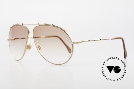 Zollitsch Marquise Seltene Vintage Brille 90er, sehr stilvolle goldene Fassung mit silbernen Nieten, Passend für Herren