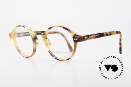 Giorgio Armani 341 80er Vintage Brille No Retro, elegante Bernstein-Maserung und Messing-Brücke, Passend für Herren und Damen