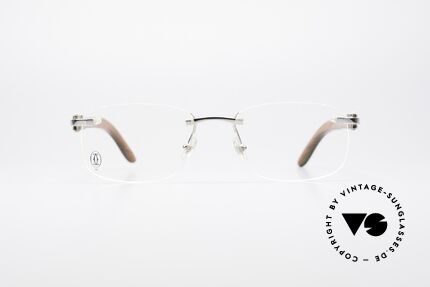 Cartier Paglia Randlose Luxus Holzbrille, Bügel aus afrikanischem Edelholz gefertigt - RARITÄT, Passend für Herren