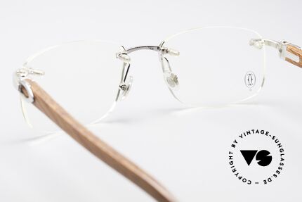 Cartier Paglia Randlose Luxus Holzbrille, von 2002 (nach CARTIER Übernahme durch Richemont), Passend für Herren