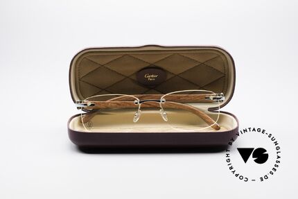 Cartier Paglia Randlose Luxus Holzbrille, KEINE RETRO-Fassung; ein ca. 15 Jahre altes Original, Passend für Herren
