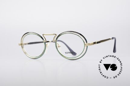 Tiffany T17 Vintage Juwelier Brille, kunstvolle Brillenfassung mit flexiblen Federscharnieren, Passend für Damen