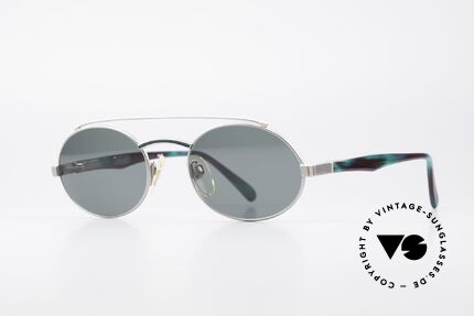 Davidoff 305 Ovale Vintage Herrenbrille, silberne Fassung: Brücke & Bügel in tannengrün/weinrot, Passend für Herren