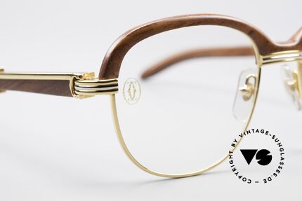 Cartier Malmaison Bubinga Edelholzbrille, vergoldete Fassung mit extra 'customized' Gläser, Passend für Herren und Damen