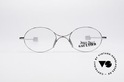 Jean Paul Gaultier 55-0173 Ovale Designer Brille, äußerst kreative Metall-Fassung in silber chrome, Passend für Herren und Damen