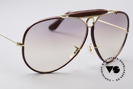 Ray Ban Shooter USA Leder Sonnenbrille, ungetragenes Exemplar; inzwischen ein Sammlerstück, Passend für Herren