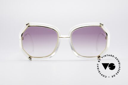 Ted Lapidus B08 70er Designer Sonnenbrille, Rahmen in zartrosa & mit goldenen Applikationen, Passend für Damen