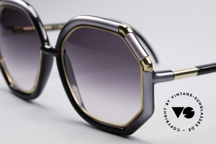 Ted Lapidus B09 70er Damen Sonnenbrille, zauberhafter Farbverlauf in violett-grau-schwarz, Passend für Damen