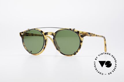 Carrera 5256 Clip Panto Vintage Brille, zeitlose Carrera Sunjet Designerbrille mit Sonnen-Clip, Passend für Herren und Damen