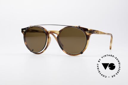 Carrera 5256 Clip Vintage Panto Brille, zeitlose Carrera Sunjet Designerbrille mit Sonnen-Clip, Passend für Herren und Damen