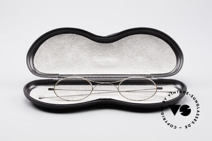 The Original Antike Schubert Brille, funktionales Sammlerstück (XXS-Größe) + Silhouette Etui, Passend für Herren und Damen