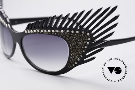 Alain Mikli MYSTERY 80er Haute Couture Brille, glitzerndes Feuerwerk aus Perlen & Strass-Steinen, Passend für Damen