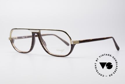 Davidoff 300 Grosse Herren Vintage Brille, goldene Fassung & Design-Elemente in Wurzelholz-Optik, Passend für Herren