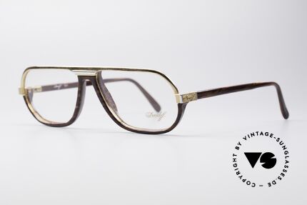 Davidoff 300 Kleine Herren Vintage Brille, goldene Fassung & Design-Elemente in Wurzelholz-Optik, Passend für Herren