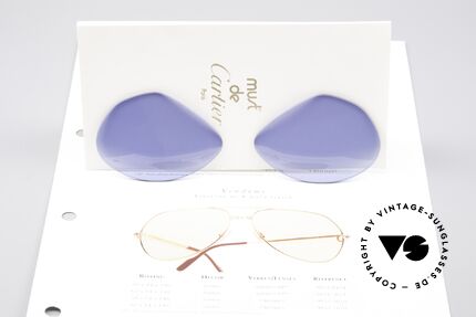 Cartier Vendome Lenses - L Ersatzgläser Navy Blue, einfarbig getönt in marine-blau (ein echter Hingucker), Passend für Herren