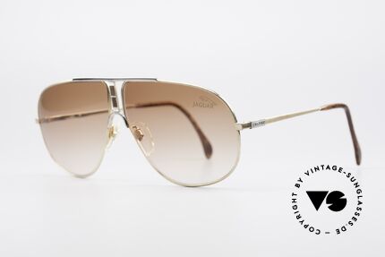 Jaguar 701 Rare 80er Sonnenbrille, goldene Fassung mit edlen Wurzelholz-Applikationen, Passend für Herren