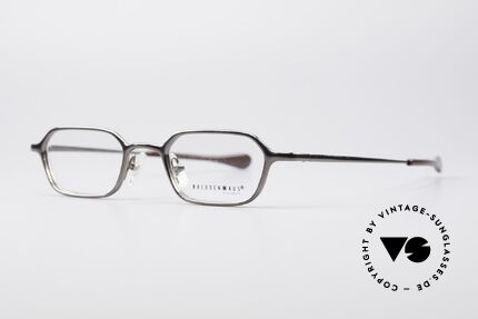Freudenhaus Rio 90er Titanium Vintage Brille, edle Lackierung in 'gunmetal' & mit Genta Lederetui, Passend für Herren und Damen