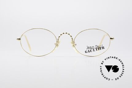 Jean Paul Gaultier 55-0175 Ovale Vintage Brille, raffiniert "verdrehtes" Metall bei Bügeln und Steg, Passend für Herren und Damen Jean Paul Gaultier 55-0175 Ovale Vintage Brille, raffiniert "verdrehtes" Metall bei Bügeln und Steg, Passend für Herren und Damen