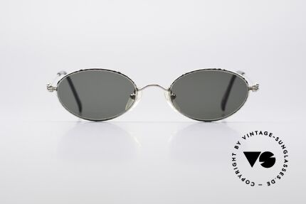 Jean Paul Gaultier 55-5101 Ovale Vintage Sonnenbrille, feine, ziselierte Metallarbeiten an Rahmenfront, Passend für Herren und Damen