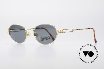 Jean Paul Gaultier 55-5108 Vergoldete Ovale Brille, raffinierte Details (Zahnrad als Bügelscharnier), Passend für Herren und Damen