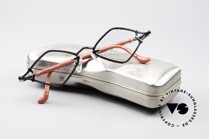 Jean Paul Gaultier 56-7203 Eckige 90er Designer Brille, Demogläser können durch Sonnengläser ersetzt werden, Passend für Damen