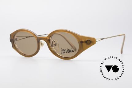 Jean Paul Gaultier 56-7202 Ovale Brille mit Sonnenclip, Top-Verarbeitung aus den frühen 90ern (made in Japan), Passend für Herren und Damen