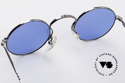 Jean Paul Gaultier 55-0172 Runde 90er Sonnenbrille, blauen Gläser können durch optische ersetzt werden, Passend für Herren und Damen