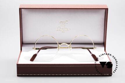 Cartier Mayfair Runde Vintage Luxusbrille, semi-rimless, flexibler 22kt vergoldeter Rahmen, Passend für Herren und Damen