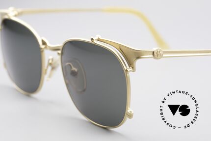 Jean Paul Gaultier 56-2175 Rare Vintage Sonnenbrille, klassische Farbkombination in (matt)gold / grün, Passend für Herren und Damen
