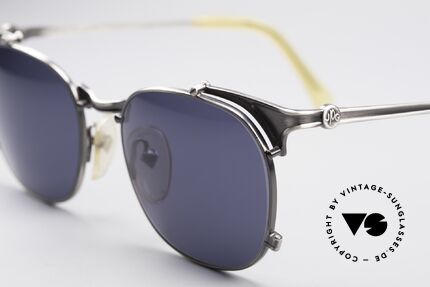 Jean Paul Gaultier 56-2175 90er Designer Sonnenbrille, gunmetal Fassung und dunkelblau-graue Gläser, Passend für Herren und Damen