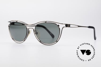 Jean Paul Gaultier 56-2176 Rare Designer Sonnenbrille, gunmetal-Glanz und dunkelgrüne Gläser; 100% UV, Passend für Herren und Damen