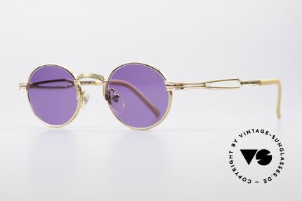 Jean Paul Gaultier 55-7107 Runde Vergoldete Fassung 90er, originelle Sonnengläser in violett / lila  (100% UV), Passend für Herren und Damen