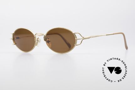 Jean Paul Gaultier 55-6104 Ovale Vintage Sonnenbrille, feine Metallarbeiten auf den Bügeln (GAULTIER-Gravur), Passend für Herren und Damen