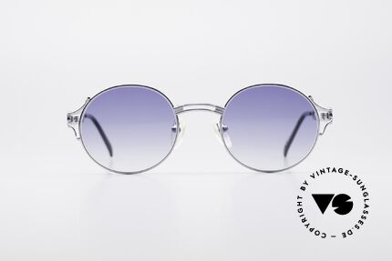 Jean Paul Gaultier 57-6102 Runde 90er Designerbrille, silberne Metall-Fassung mit Gläsern in Blau-Verlauf, Passend für Herren und Damen Jean Paul Gaultier 57-6102 Runde 90er Designerbrille, silberne Metall-Fassung mit Gläsern in Blau-Verlauf, Passend für Herren und Damen